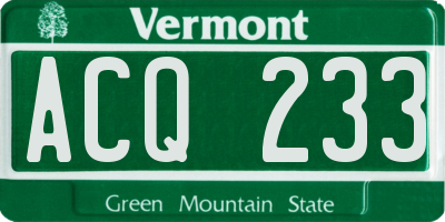 VT license plate ACQ233