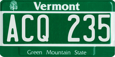 VT license plate ACQ235