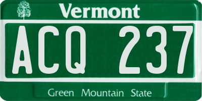 VT license plate ACQ237