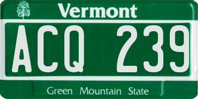 VT license plate ACQ239
