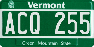 VT license plate ACQ255