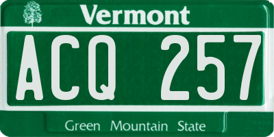 VT license plate ACQ257