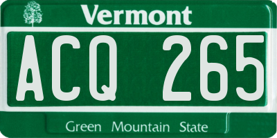 VT license plate ACQ265