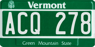 VT license plate ACQ278