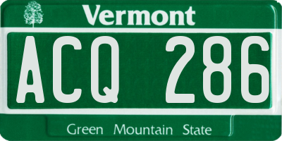 VT license plate ACQ286