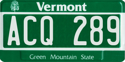 VT license plate ACQ289