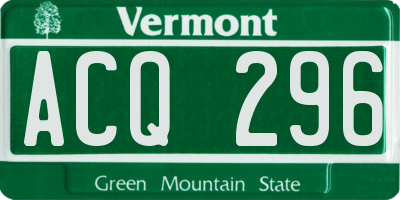 VT license plate ACQ296