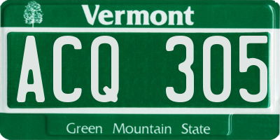 VT license plate ACQ305