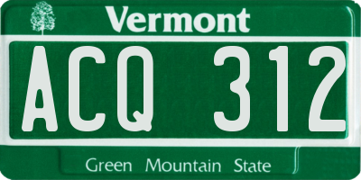 VT license plate ACQ312
