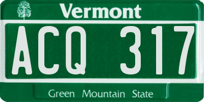VT license plate ACQ317