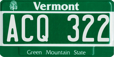 VT license plate ACQ322