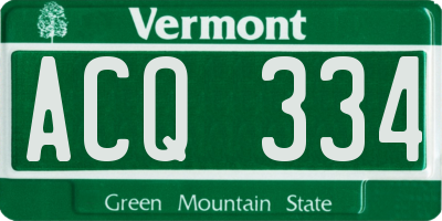 VT license plate ACQ334
