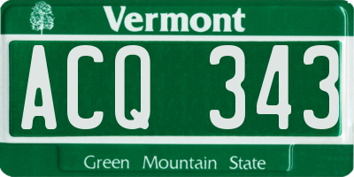 VT license plate ACQ343