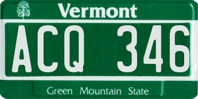VT license plate ACQ346