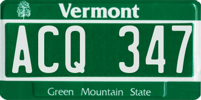 VT license plate ACQ347