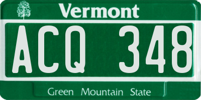 VT license plate ACQ348