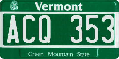 VT license plate ACQ353