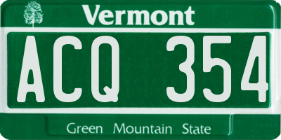 VT license plate ACQ354