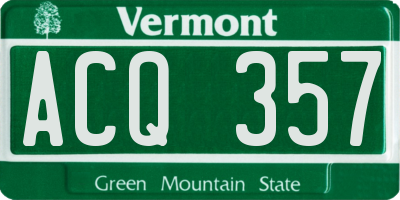 VT license plate ACQ357