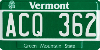 VT license plate ACQ362