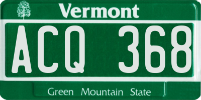 VT license plate ACQ368