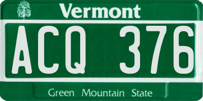 VT license plate ACQ376