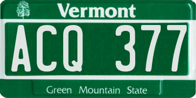 VT license plate ACQ377