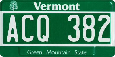 VT license plate ACQ382
