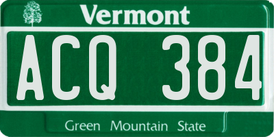 VT license plate ACQ384