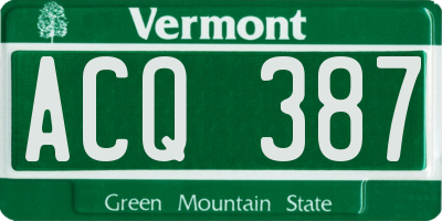 VT license plate ACQ387