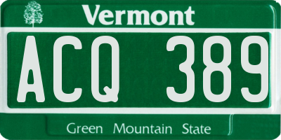 VT license plate ACQ389
