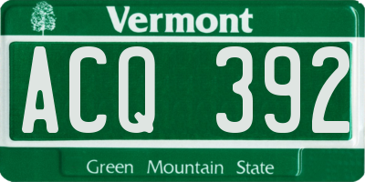 VT license plate ACQ392