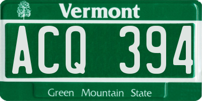 VT license plate ACQ394
