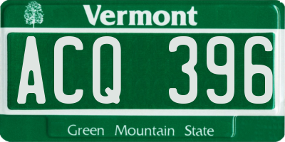 VT license plate ACQ396
