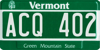 VT license plate ACQ402