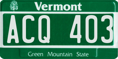 VT license plate ACQ403