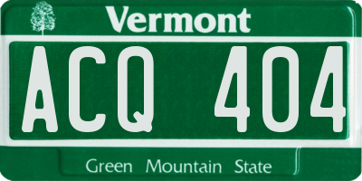 VT license plate ACQ404