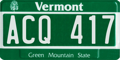 VT license plate ACQ417