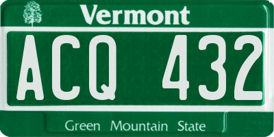 VT license plate ACQ432