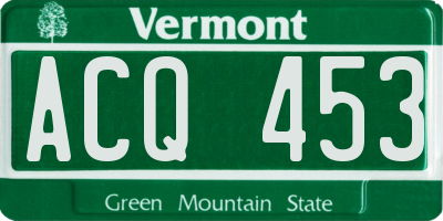 VT license plate ACQ453