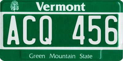 VT license plate ACQ456