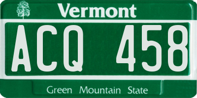 VT license plate ACQ458