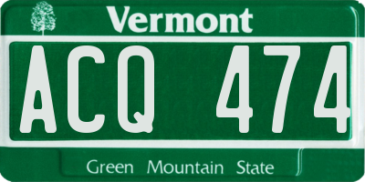 VT license plate ACQ474