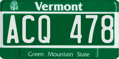 VT license plate ACQ478