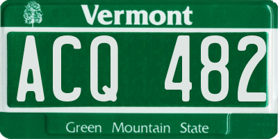 VT license plate ACQ482