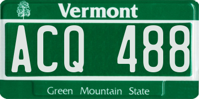 VT license plate ACQ488