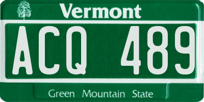 VT license plate ACQ489