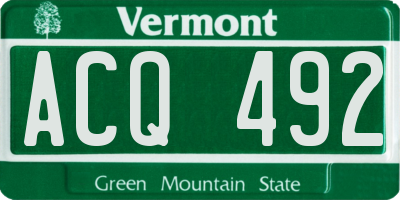 VT license plate ACQ492