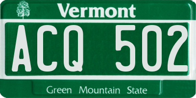 VT license plate ACQ502