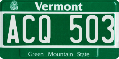 VT license plate ACQ503